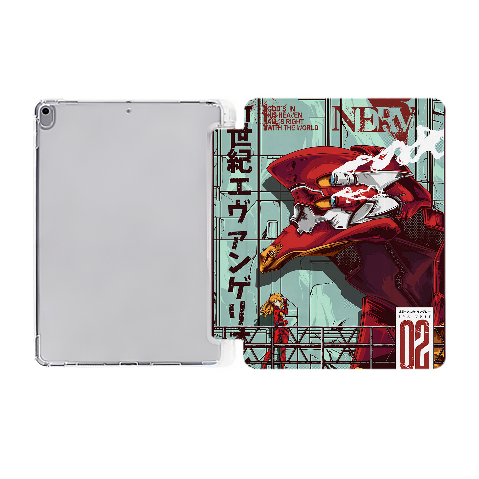 （画像用） EVA 新世紀エヴァンゲリオン IPad ケース ペン収納付き 三つ折りスタンド PUレザー×シリコン 対応機種9.5/10.5/10.9インチ